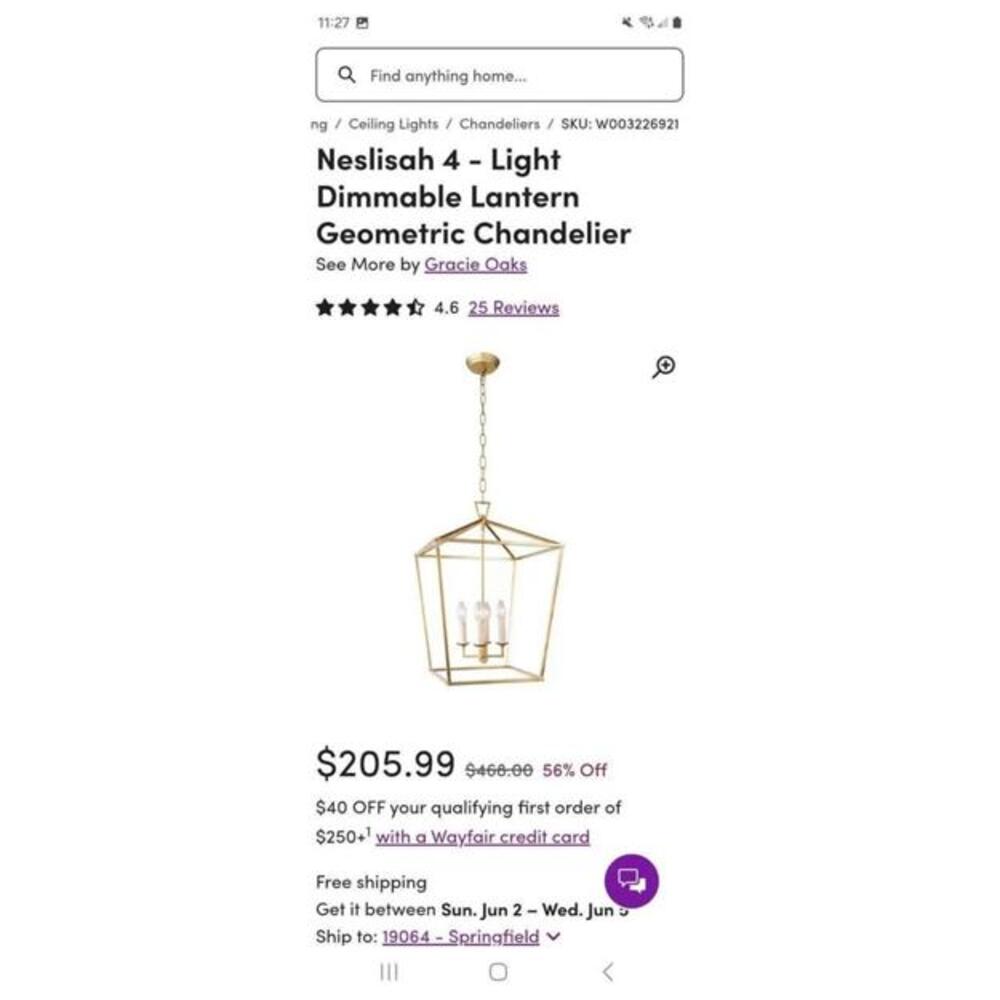 1 Gold Pendant Light